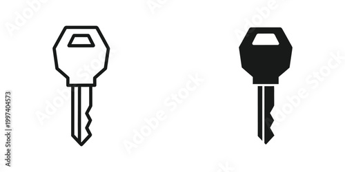 Contrast between a white outline key and a solid black key illustration