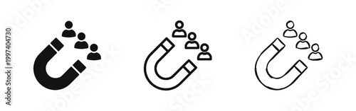 Customer Attraction and Lead Magnet Icon Set - Glyph, Outline, and Doodle Styles