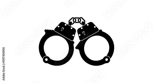 Black Handcuffs Icon, Symbol of Arrest, Crime, and Justice