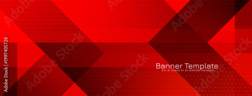 Abstract red color geometric shape modern banner design