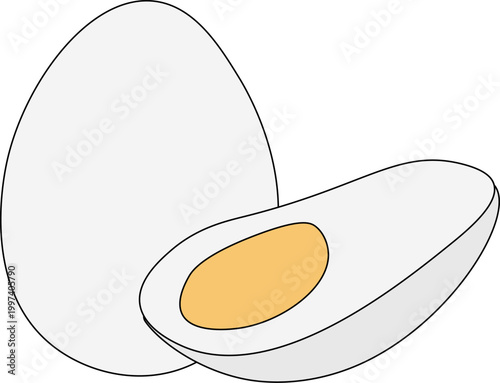 Hard boiled sliced broken Egg Colored composition hand drawn illustration. Vector graphic line art. design for fashion graphics, textile prints, fabrics, wallpapers.