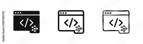 Web Coding and Data Development Icon Set, Software Programming Symbols