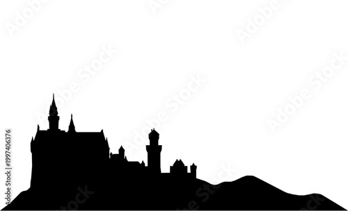 Neuschwanstein Castle Silhouette Fairy Tale Background