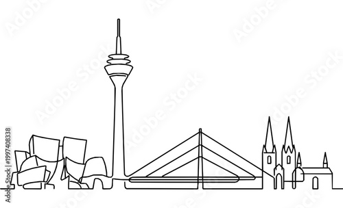 Dusseldorf Modern Architecture Monoline Art Background