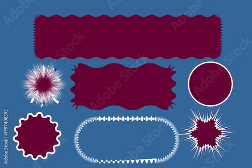 Set of decorative vintage vector labels with floral elements, frames, ribbons, and blank badges for design use