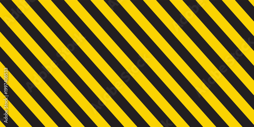 Yellow and black striped lines seamless pattern or texture. Under construction and safety background.