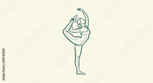 Continuous Line Drawing of a Flexible Woman in Ballet Pose Artistic Minimalist Wellness Concept