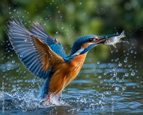Kingfisher Catching Fish in Water Splash – Wildlife Action Moment