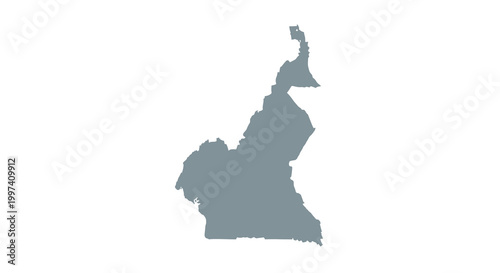 A simple gray silhouette depicts the geographical shape of the african nation of cameroon high quality professional detailed