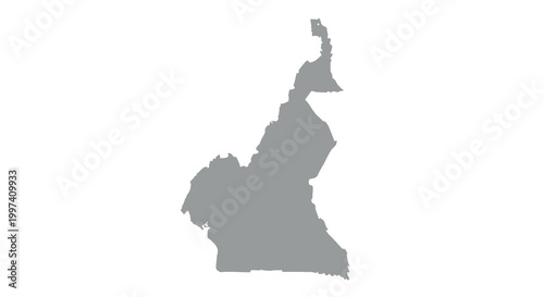 A grayscale silhouette depicts the geographical outline of the nation of cameroon in africa high quality professional detailed
