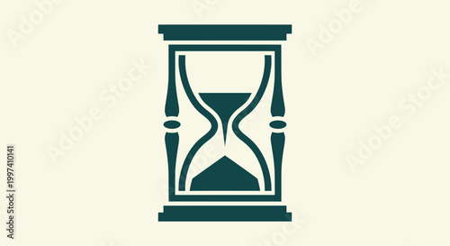 Minimalist Dark Green Hourglass Icon Representing Time Management and Deadline Concept Illustration