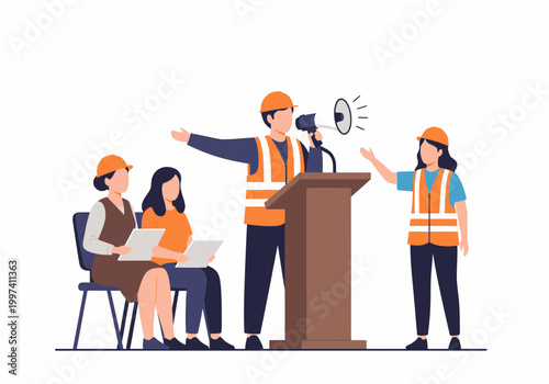 Workers Union Leader Giving Speech on International Workers Day