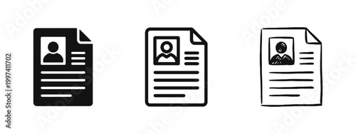 Resume CV curriculum vitae icons set for job application and hiring concept