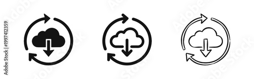 Cloud synchronization and update icons for data storage and backup services