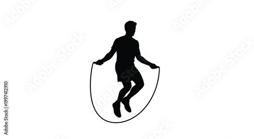 silhouette of person jumping rope on white background