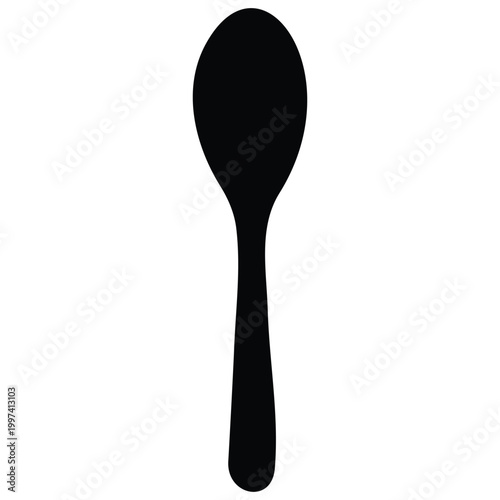 Wooden spoon silhouette icon vector illustration.
