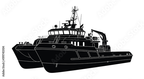 ship silhouette with detailed structure and white background