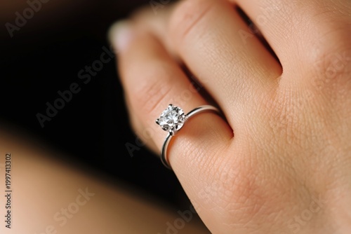 Ring on Hand With Diamond Sitting on a Table During a Special Moment in a Bri...