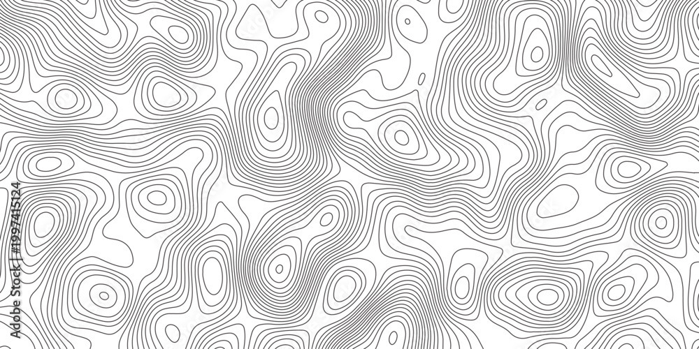 Fototapeta premium Abstract topographic contours map background. Topographic map and landscape terrain texture grid. Modern design with White background with topographic wavy pattern design. Black-white background.