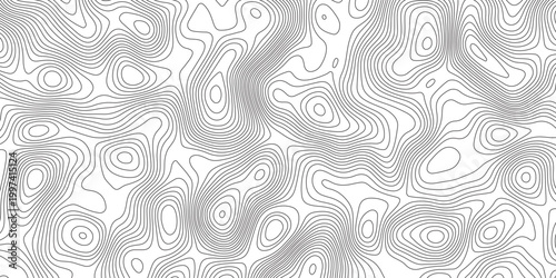 Abstract topographic contours map background. Topographic map and landscape terrain texture grid. Modern design with White background with topographic wavy pattern design. Black-white background.