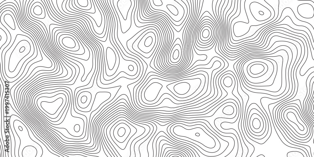 Fototapeta premium Abstract topographic contours map background. Topographic map and landscape terrain texture grid. Modern design with White background with topographic wavy pattern design. Black-white background.
