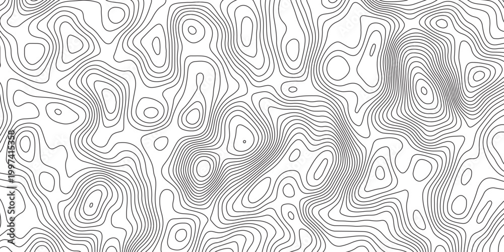 Fototapeta premium Abstract topographic contours map background. Topographic map and landscape terrain texture grid. Modern design with White background with topographic wavy pattern design. Black-white background.