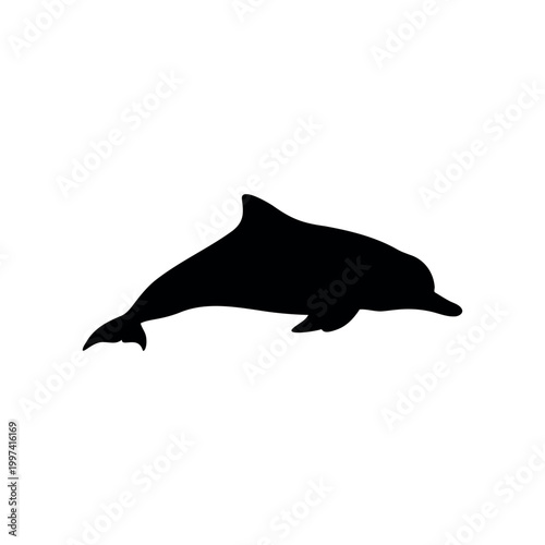 Pink river dolphin silhouette vector flat design isolated on white background.