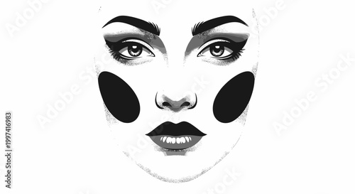 Dramatic Makeup Portrait: Bold Eyes, Dark Lips, and Black Cheek Circles