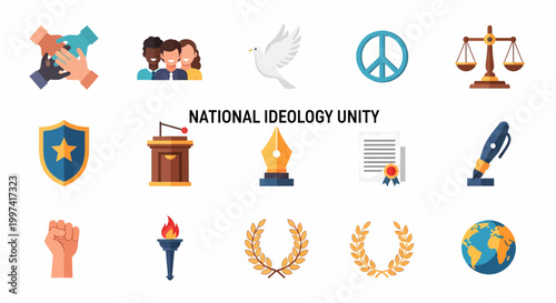 National Ideology Unity Symbols Icons.