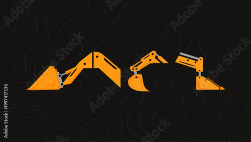 Excavation Machine Bucket Icons - Earthworks Logo - Heavy Machine Icons