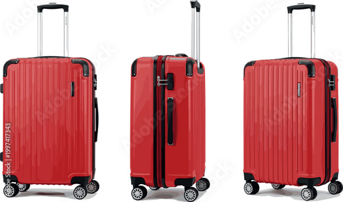 Red Hard Shell Luggage Set with Spinner Wheels and Telescoping Handle for Travel, Vacation, and Carry-On Bags
