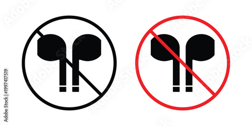 No earbuds allowed sign - vector illustration eps10