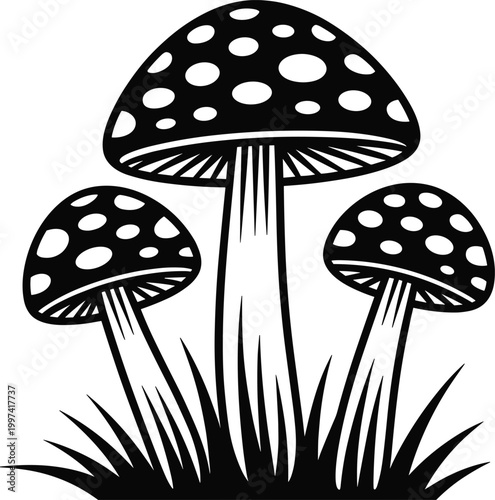 Mushrooms SVG - Fantasy Magic Mushroom Psychedelic Fungi Silhouette Clipart Cut File