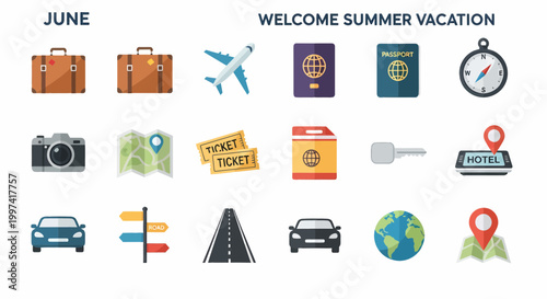 Fotografija Travel icons for summer vacation.