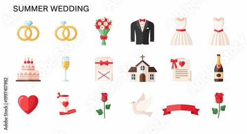 Wedding icons and symbols collection.