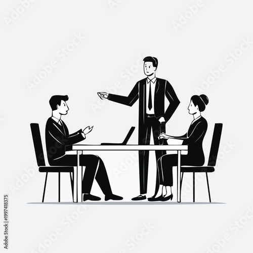 Business people in suits in a meeting around a table with office meeting business strategy business teamwork business collaboration business planning business success business management