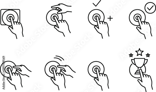 Set of Hand Gestures with Touchscreen Interface Icons