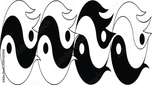 Optical illusion ambiguous shapes and interlocking forms