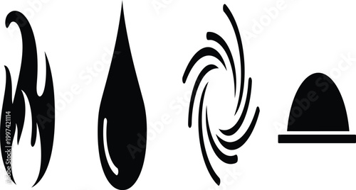 Abstract black brushstroke shapes artistic ink and form exploration