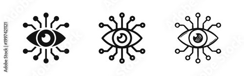 Digital Vision and Artificial Intelligence Eye Icon Set for Cyber Security