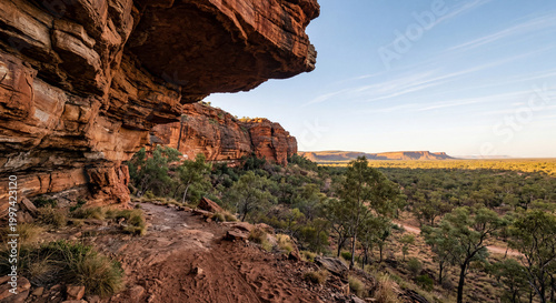 Ultra Red rock formation in Australian outback landscape at sunset 4K HD