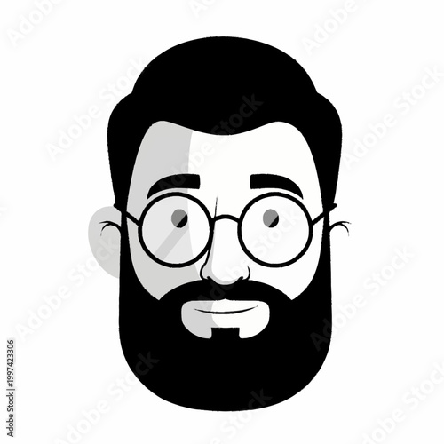 Man with beard and glasses illustration.