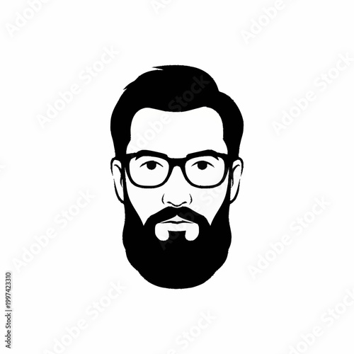Man with beard and glasses illustration.