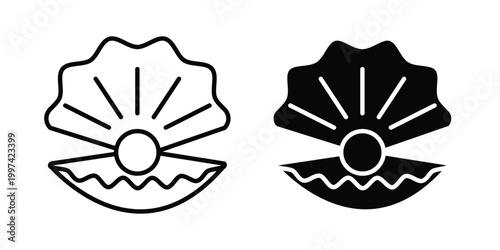 Pearl in the open shell icon - vector illustration eps10