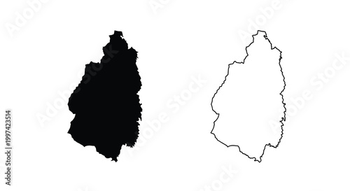 Bild auf Leinwand Two contrasting depictions of saint kitts and nevis a solid black shape alongsid