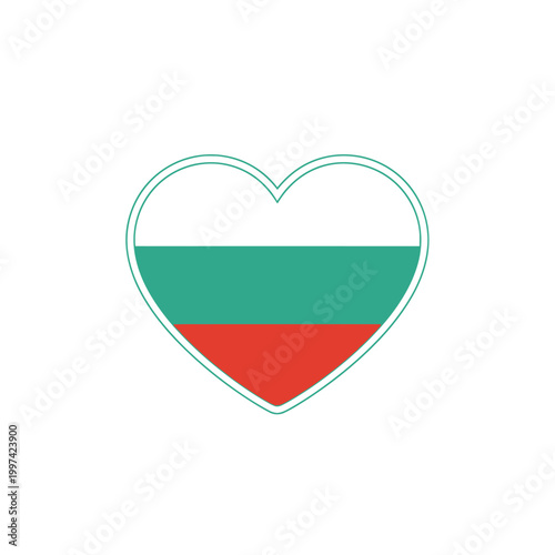 A heart-shaped illustration of the Bulgarian flag design