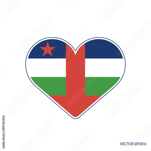 Free Download Heart shaped symbol with flag design and red star inside - GFXLoad