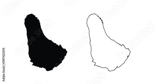 A contrasting depiction of barbuda s outline one solid black the other a white contour high quality professional