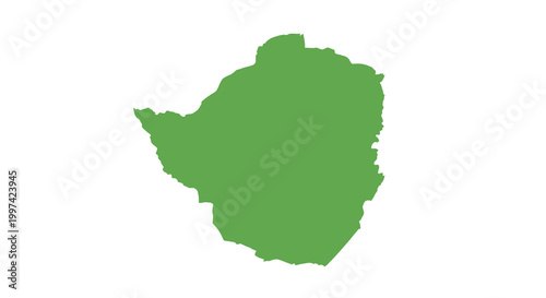 A solid green shape depicting the outline of the island nation of Madagascar on a white background