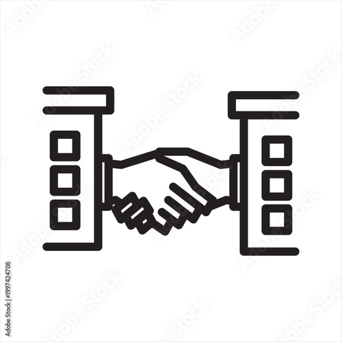 Corporate Merger Fear Line Icon - Business Uncertainty Anxiety